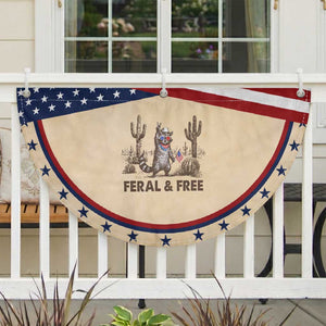 Feral & Free Raccoon Patriotic Fan Flag Funny 4th of July Cowboy Meme Retro Independence Day