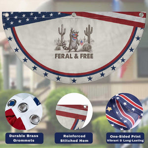 Feral & Free Raccoon Patriotic Fan Flag Funny 4th of July Cowboy Meme Retro Independence Day