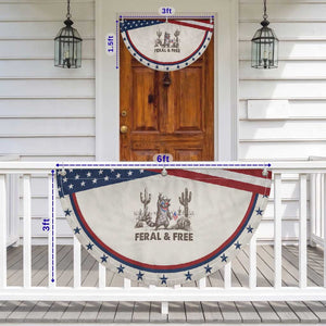 Feral & Free Raccoon Patriotic Fan Flag Funny 4th of July Cowboy Meme Retro Independence Day