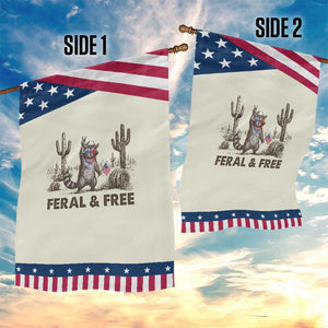 Feral & Free Raccoon Garden Flag Funny 4th of July Cowboy Meme Retro Independence Day TS10 Print Your Wear