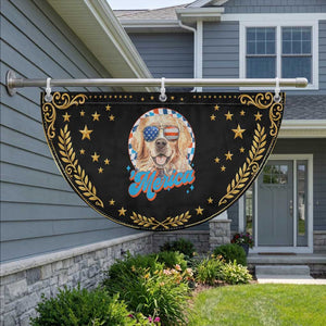 Funny Golden Retriever Merica Patriotic Fan Flag 4th of July Dog Mom Dad USA Retro 90s