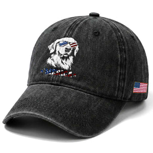 Merica Golden Retriever Washed Cotton Baseball Cap 4th of July Dog Patriotic Dog Mom TS10 Print Your Wear
