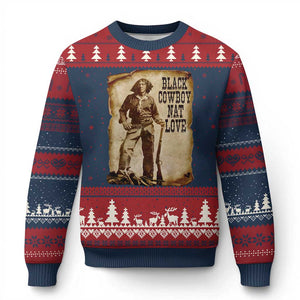 Black Cowboy Nat Love Ugly Christmas Sweater African American Western Rodeo Melanin Black History Texas TS10 Navy Red Print Your Wear