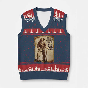 Black Cowboy Nat Love V-Neck Knit Sweater Vest African American Western Rodeo Melanin Black History Texas TS10 Navy Red Print Your Wear