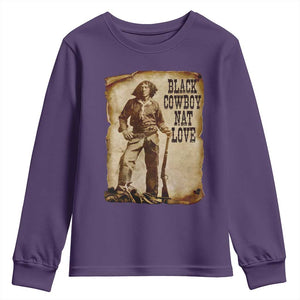 Black Cowboy Nat Love Youth Sweatshirt African American Western Rodeo Melanin Black History Texas TS10 Purple Print Your Wear