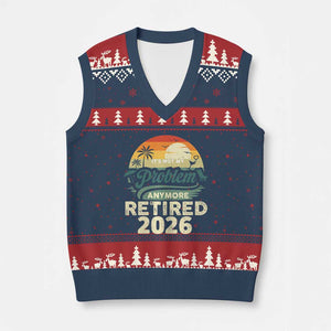 Retired 2026 V-Neck Knit Sweater Vest Vintage Retro Retirement Not My Problem Anymore