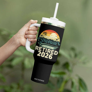 Retired 2026 Tumbler With Handle Vintage Retro Retirement Not My Problem Anymore