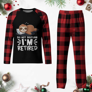 Funny Retirement Gifts Plaid Pajama Set Do Not Disturb Im Retired Sloth
