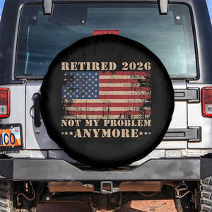Vintage Retirement 2026 Spare Tire Cover Retired Not My Problem Anymore Retro American Flag