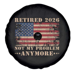 Vintage Retirement 2026 Spare Tire Cover Retired Not My Problem Anymore Retro American Flag