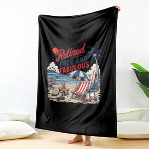 Retirement Gifts For Her Throw Blanket Retro Retired Free And Fabulous Beach Summer Vacation Vintage