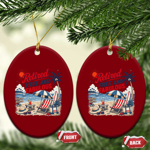 Retirement Gifts For Her Ceramic Ornament Retro Retired Free And Fabulous Beach Summer Vacation Vintage
