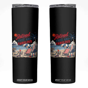 Retirement Gifts For Her Skinny Tumbler Retro Retired Free And Fabulous Beach Summer Vacation Vintage