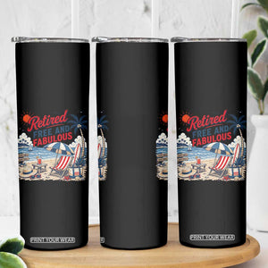 Retirement Gifts For Her Skinny Tumbler Retro Retired Free And Fabulous Beach Summer Vacation Vintage