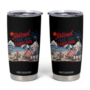Retirement Gifts For Her Tumbler Cup Retro Retired Free And Fabulous Beach Summer Vacation Vintage