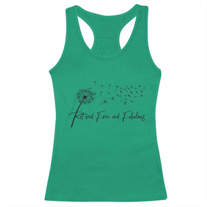 Happy Retirement Gifts For Woman Racerback Tank Top Retired Free And Fabulous Dandelion