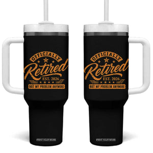 Official Retired 2026 Tumbler With Handle Not My Problem Anymore Retro Vintage Retiring