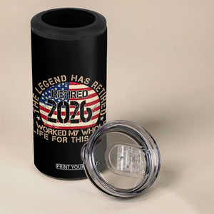 The Legend Has Retired 2026 4 in 1 Can Cooler Tumbler American Flag Coworker Retirement Gifts I Worked My Whole Life For This