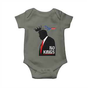 No Kings Baby Onesie Funny Resist Meme TS10 Military Green Print Your Wear