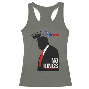 No Kings Racerback Tank Top Funny Resist Meme TS10 Military Green Print Your Wear