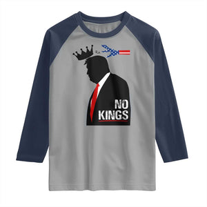 No Kings Raglan Shirt Funny Resist Meme TS10 Sport Gray Navy Print Your Wear