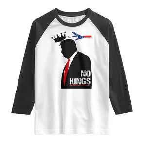 No Kings Raglan Shirt Funny Resist Meme TS10 White Black Print Your Wear