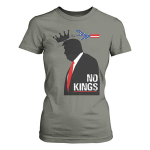 No Kings T Shirt For Women Funny Resist Meme TS10 Military Green Print Your Wear