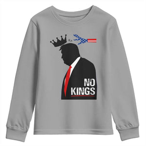 No Kings Youth Sweatshirt Funny Resist Meme TS10 Sport Gray Print Your Wear