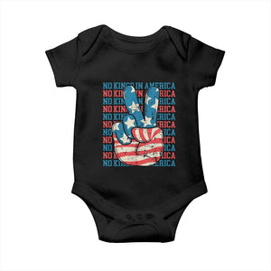 No Kings In America Baby Onesie USA Flag Peace Sign Hand 4th of July Patriotic TS10 Black Print Your Wear