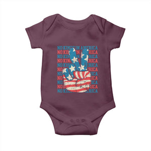 No Kings In America Baby Onesie USA Flag Peace Sign Hand 4th of July Patriotic TS10 Maroon Print Your Wear
