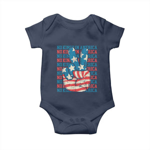 No Kings In America Baby Onesie USA Flag Peace Sign Hand 4th of July Patriotic TS10 Navy Print Your Wear
