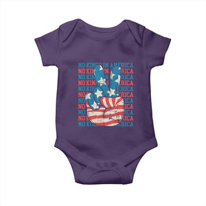 No Kings In America Baby Onesie USA Flag Peace Sign Hand 4th of July Patriotic TS10 Purple Print Your Wear
