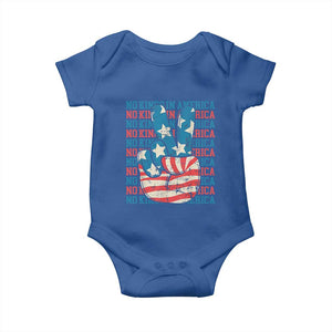 No Kings In America Baby Onesie USA Flag Peace Sign Hand 4th of July Patriotic TS10 Royal Blue Print Your Wear