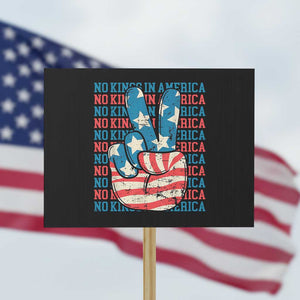 No Kings In America Protest Sign USA Flag Peace Sign Hand 4th of July Patriotic TS10 Horizontal 18" × 24" Black Print Your Wear