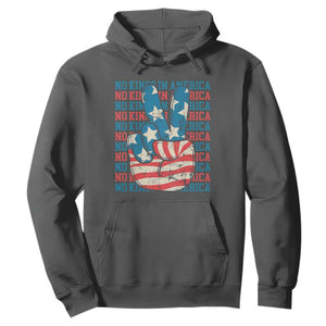No Kings In America Hoodie USA Flag Peace Sign Hand 4th of July Patriotic TS10 Dark Heather Print Your Wear