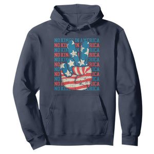 No Kings In America Hoodie USA Flag Peace Sign Hand 4th of July Patriotic TS10 Navy Print Your Wear