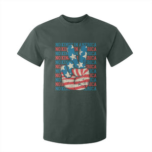 No Kings In America T Shirt For Kid USA Flag Peace Sign Hand 4th of July Patriotic TS10 Dark Forest Green Print Your Wear