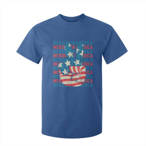 No Kings In America T Shirt For Kid USA Flag Peace Sign Hand 4th of July Patriotic TS10 Royal Blue Print Your Wear