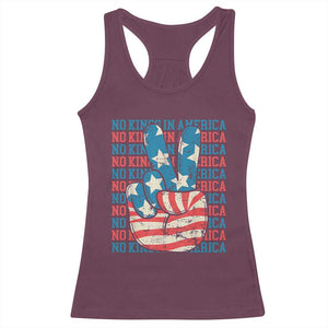 No Kings In America Racerback Tank Top USA Flag Peace Sign Hand 4th of July Patriotic TS10 Maroon Print Your Wear