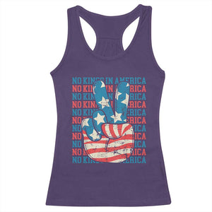 No Kings In America Racerback Tank Top USA Flag Peace Sign Hand 4th of July Patriotic TS10 Purple Print Your Wear