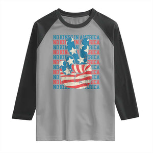 No Kings In America Raglan Shirt USA Flag Peace Sign Hand 4th of July Patriotic TS10 Sport Gray Black Print Your Wear