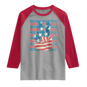No Kings In America Raglan Shirt USA Flag Peace Sign Hand 4th of July Patriotic TS10 Sport Gray Red Print Your Wear