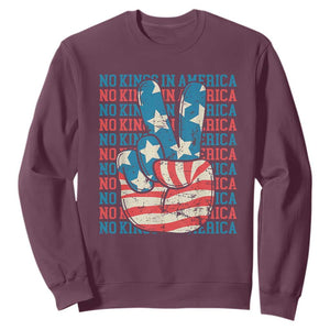 No Kings In America Sweatshirt USA Flag Peace Sign Hand 4th of July Patriotic TS10 Maroon Print Your Wear