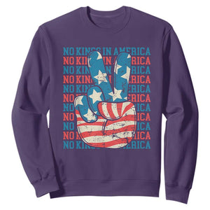 No Kings In America Sweatshirt USA Flag Peace Sign Hand 4th of July Patriotic TS10 Purple Print Your Wear