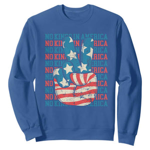 No Kings In America Sweatshirt USA Flag Peace Sign Hand 4th of July Patriotic TS10 Royal Blue Print Your Wear