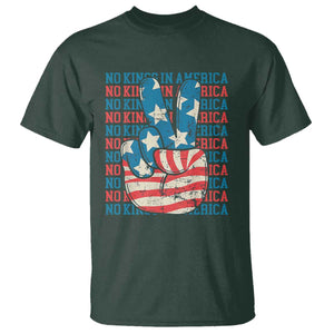 No Kings In America T Shirt USA Flag Peace Sign Hand 4th of July Patriotic TS10 Dark Forest Green Print Your Wear