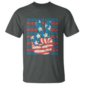 No Kings In America T Shirt USA Flag Peace Sign Hand 4th of July Patriotic TS10 Dark Heather Print Your Wear