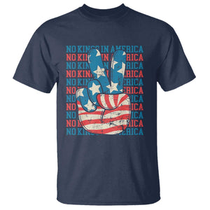 No Kings In America T Shirt USA Flag Peace Sign Hand 4th of July Patriotic TS10 Navy Print Your Wear