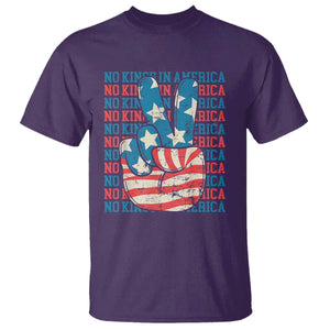 No Kings In America T Shirt USA Flag Peace Sign Hand 4th of July Patriotic TS10 Purple Print Your Wear