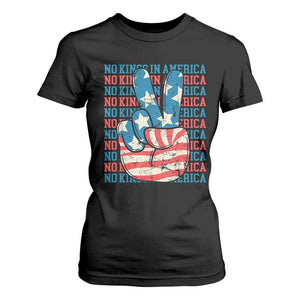 No Kings In America T Shirt For Women USA Flag Peace Sign Hand 4th of July Patriotic TS10 Black Print Your Wear